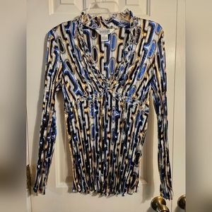 Allison Taylor accordion, pleated long sleeve shirt, size medium